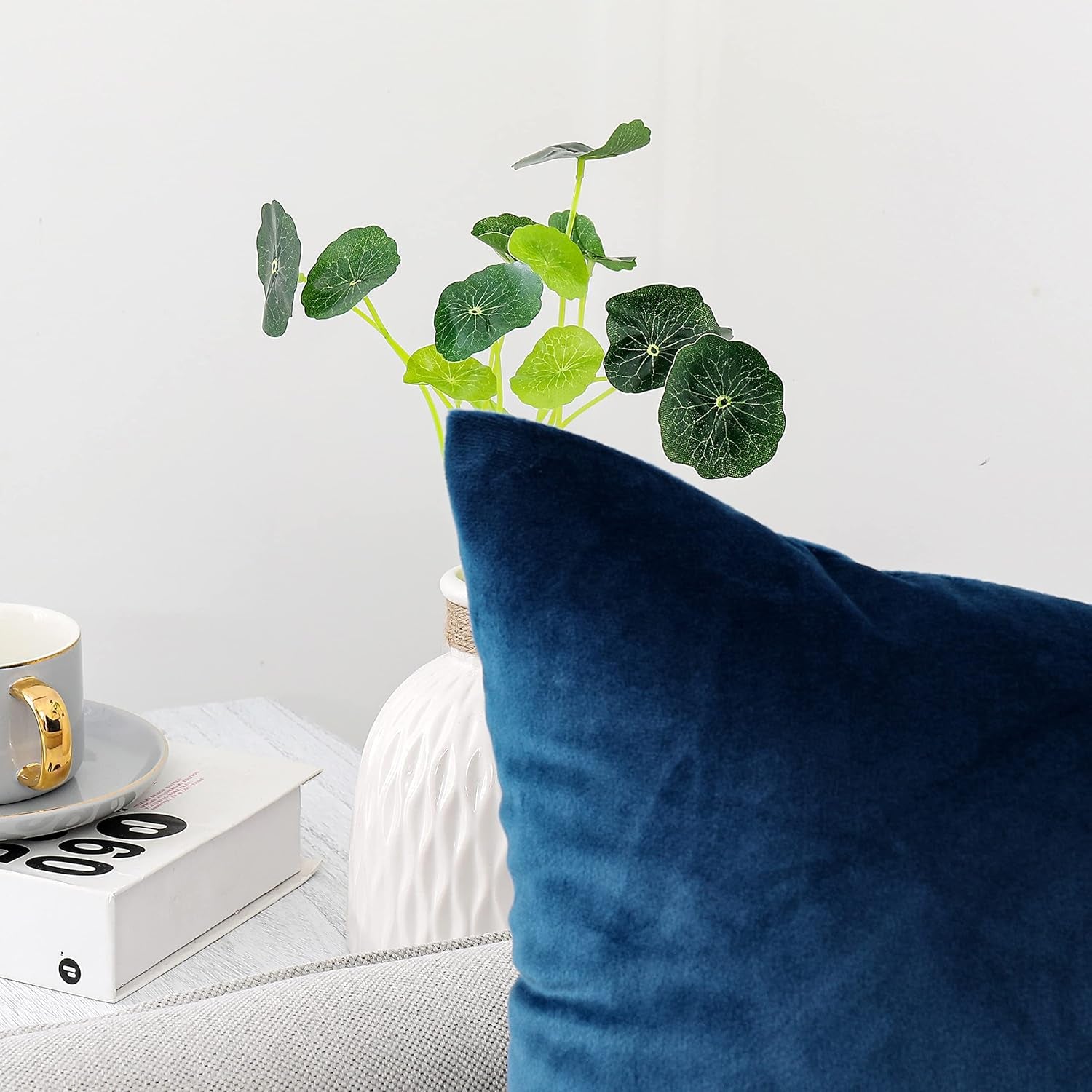 Decorative Throw Pillow Covers Velvet 18X18 Inch Pack of 2 Blue Cushion Covers Soft for Couch Sofa Bedroom Living Room Outdoor